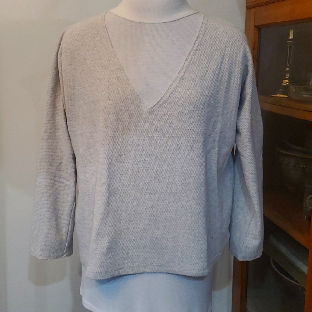 Madewell waffle v-neck long sleeve shirt